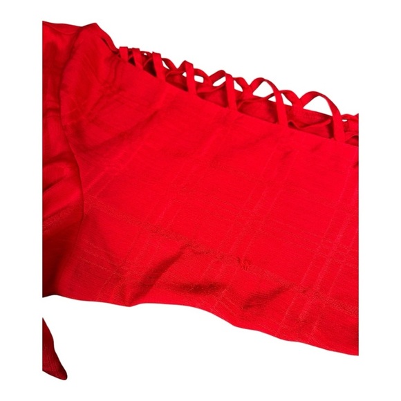 ALYX Women’s Red Long Sleeve Blouse with Stylish Criss-Cross Cutout Sleeves Sz3X - Picture 9 of 15